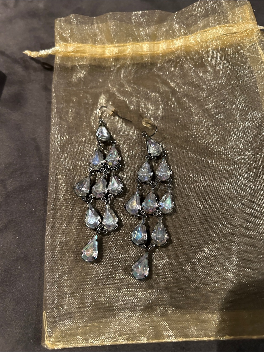Coach Iridescent Teardrop Chandelier Earrings - Silver